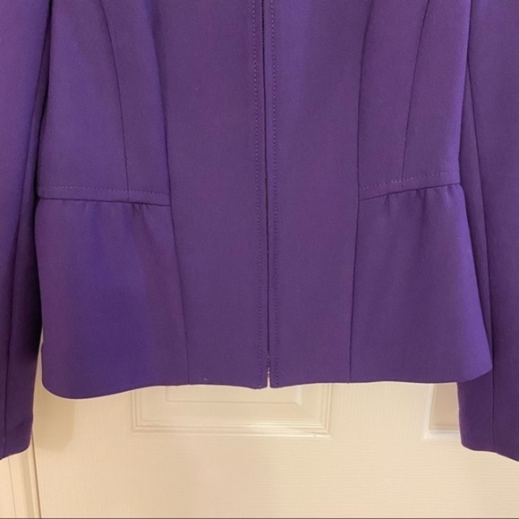 Loft Zipper Tulip Blazer Jacket in Purple Size 4P - Picture 3 of 6
